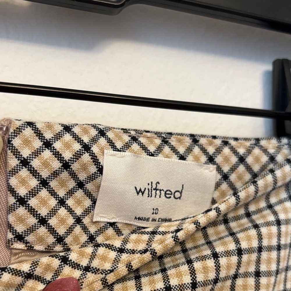 Wilfred Aritzia Black, Tan, and White Grid Mini Skirt - Picture 2 of 5